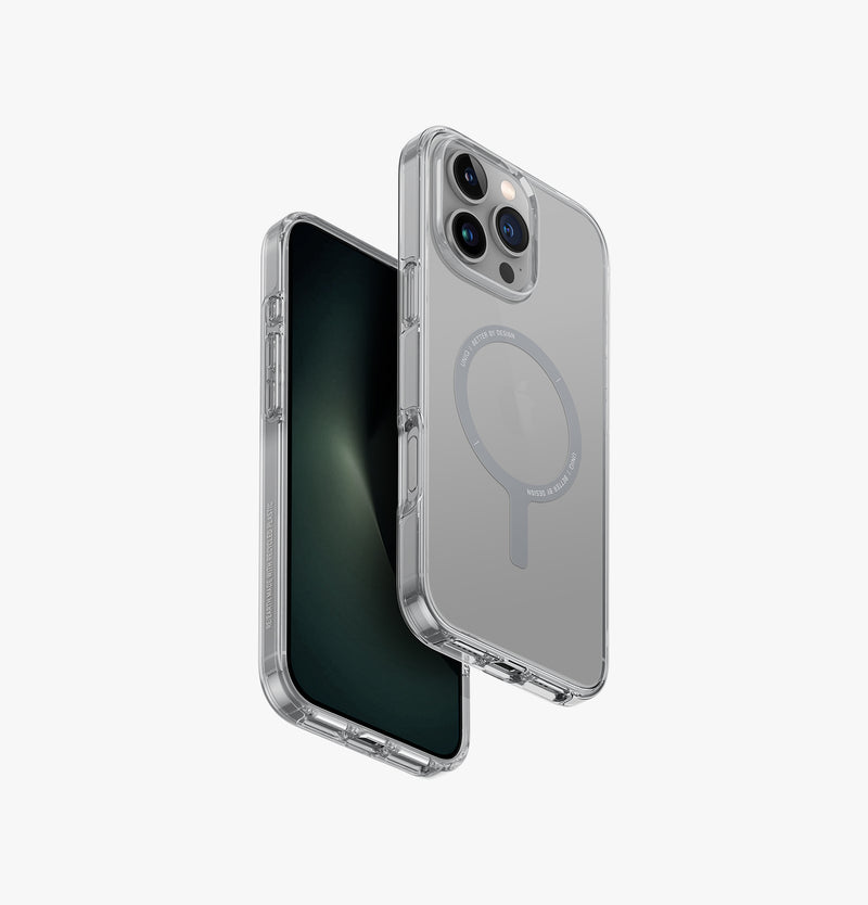UNIQ Clario eco-friendly clear case for iPhone 16 Pro Max - front and back
