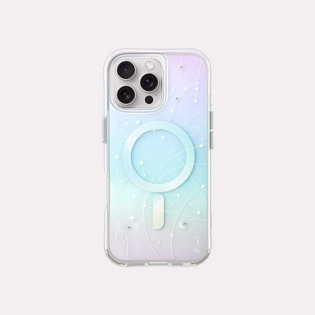 UNIQ Coehl Celest iridescent case with 3D Illumine crystals for iPhone 16 Pro Max