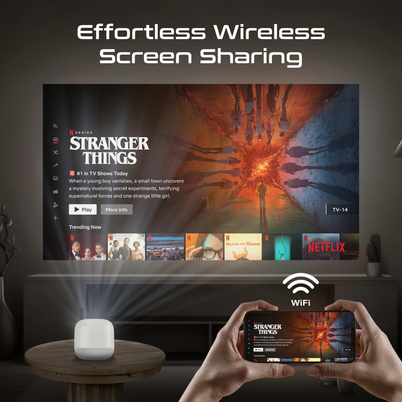 Promate CubeCast-2 projecting large screen image