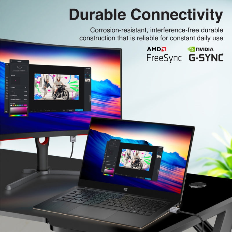 Promate DPLink-16K connected to a high refresh rate monitor