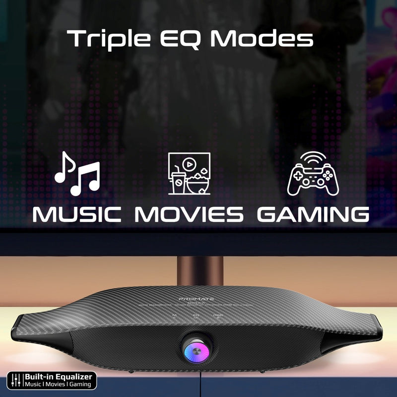 Promate Delta-X BassBoost Quad Speaker RGB Soundbar 6400mAh Black Titanium-Drivers