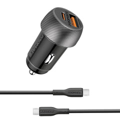 Promate DriveGear-33CC شاحن سيارة 33 واط بمنفذين مع كيبل USB-C 60 واط - صورة أمامية