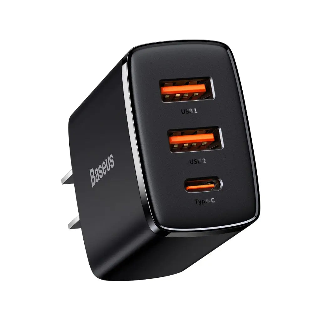Baseus EnerFill FN11 Fast Charger 2U+C 30W - Cosmic Black | شاحن بيسوس إنرفيل 30 واط شحن سريع 3 منافذ - أسود كوزميك