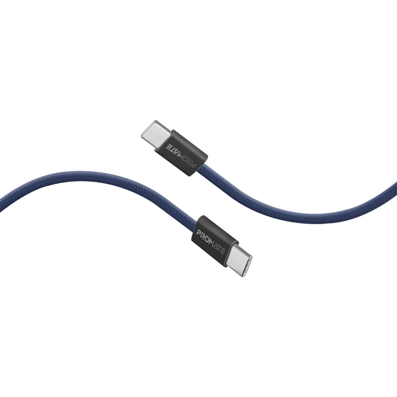 Promate EcoLine-CC120 Navy 60W USB-C to USB-C fabric braided cable - main view