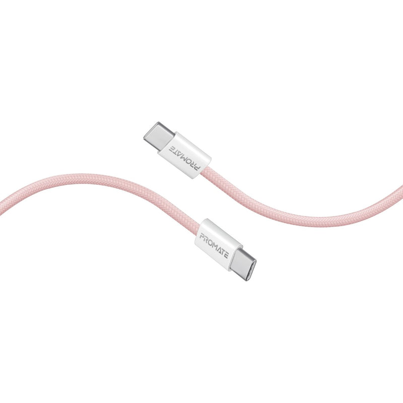 Promate EcoLine-CC200 Pink 60W USB-C to USB-C fabric braided cable 2m - main view