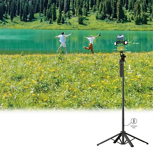 حامل سيلفي ويوو Wi-SE012 بطول 180 سم مع دوران 360° وإضاءتين | WiWU 360 Degree Selfie Stick Wi-SE012 180cm with Dual Fill Lights