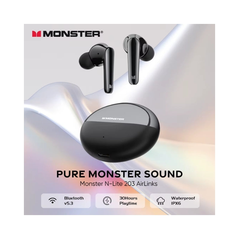 Monster N-Lite 203 Wireless Earbuds AirLinks | سماعات مونستر إن لايت 203 إير لينكس اللاسلكية