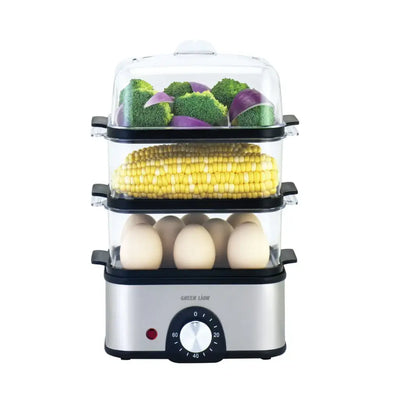 طباخة البيض جرين لايون 3 طبقات بقدرة 500 واط - رمادي | Green Lion 3-Tier Egg Cooker & Vegetable Steamer 500W – Gray