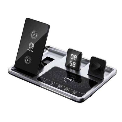 Green Lion 4 in 1 Wireless Charging Station Gray - محطة الشحن اللاسلكية 4 في 1 من جرين ليون
