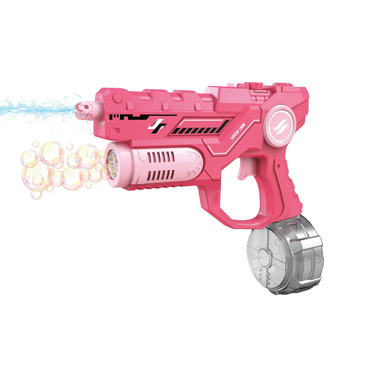 مسدس ماء وفقاعات جرين لايون GN90 - وردي | Green Lion GN90 – Gun With Bubble – Pink