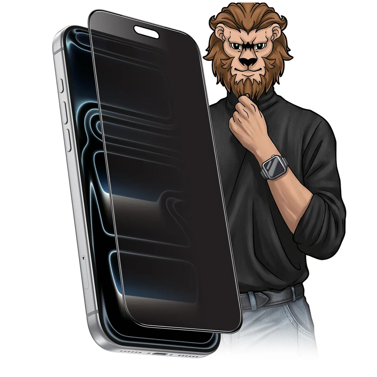 واقي شاشة جرين لايون Steve للخصوصية لآيفون 18 برو ماكس - أسود | Green Lion Steve Privacy Screen Protector For iPhone 18 Pro Max – Black