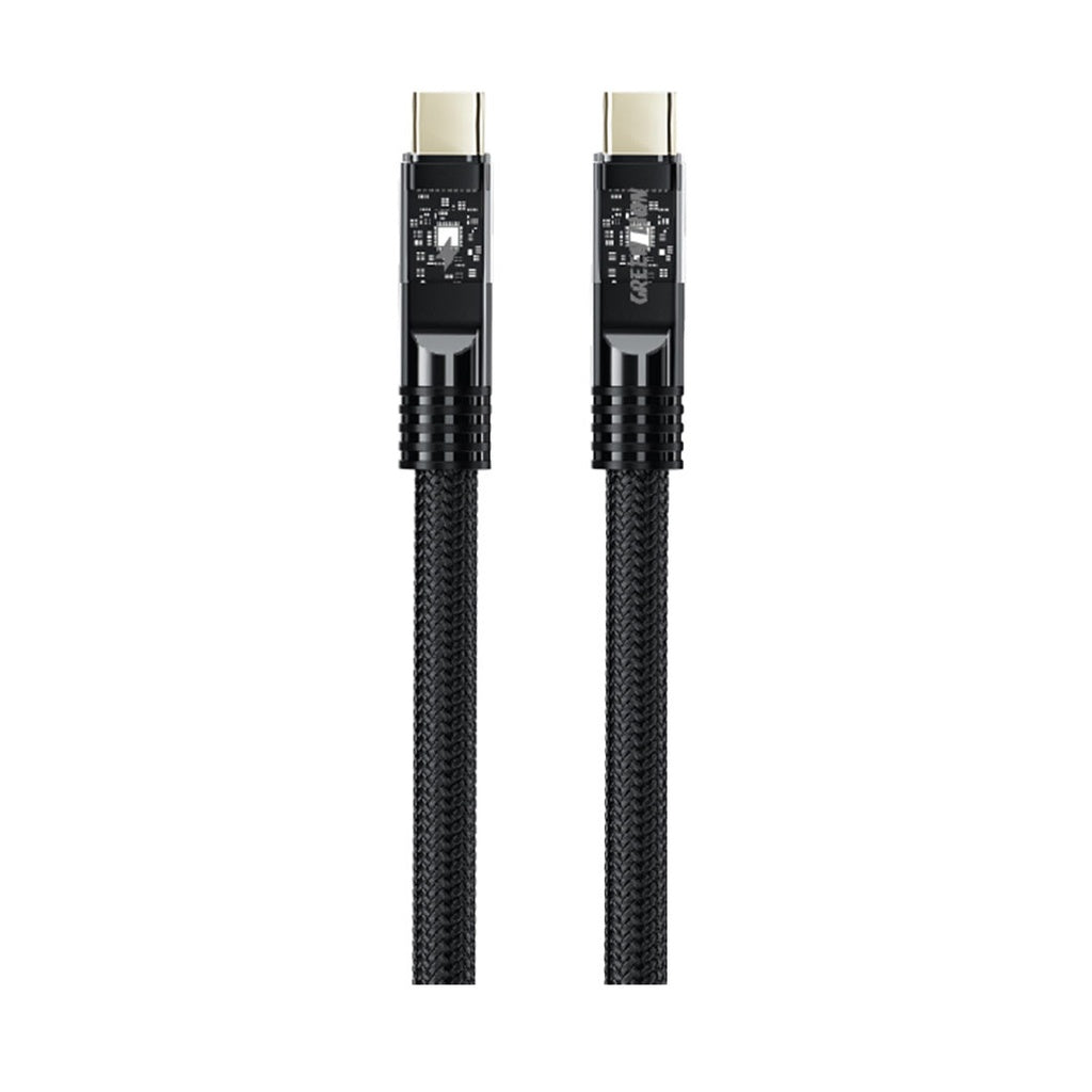 كيبل جرين لايون مضفر يو اس بي سي الى يو اس بي سي باضائة LED وقدرة شحن 60 واط - اسود | Green Lion LED Braided USB-C to USB-C Cable 60W - Black