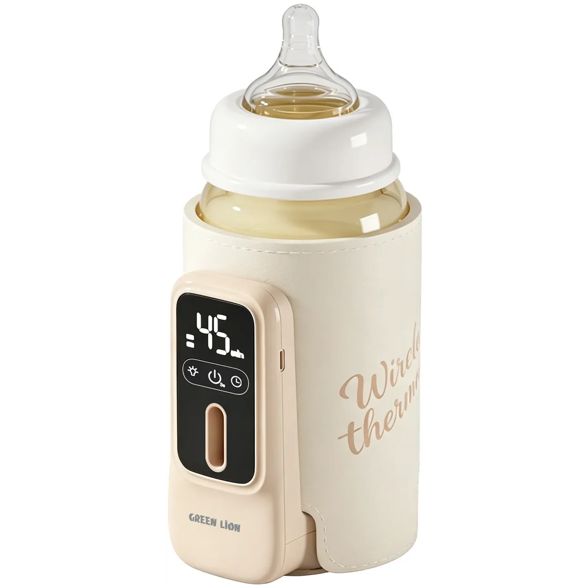 سخان رضّاعات جرين لايون قابل للشحن ببطارية 6000mAh - كريمي | Green Lion BOTTLE WARMER 6000mAh Rechargeable – Cream
