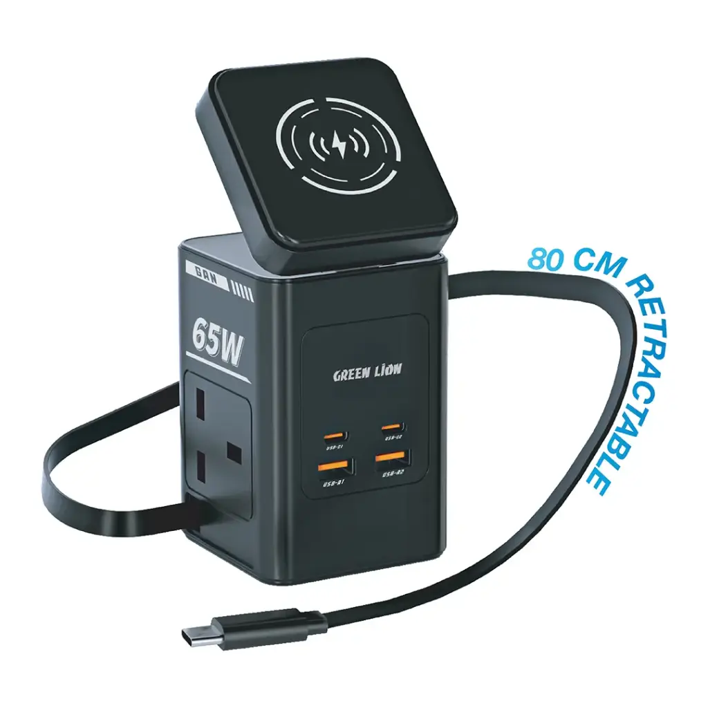 محول السفر متعدد المنافذ GaN 65W من جرين ليون | Green Lion GaN 65W Multi Port Travel Adapter