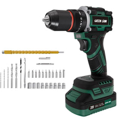دريل مطرقة لاسلكي جرين لايون GD-13 Power Pro ببطارية 16V 2Ah - أخضر | Green Lion GD-13 Power Pro Cordless Hammer Drill 16V 2.0Ah Battery- Green