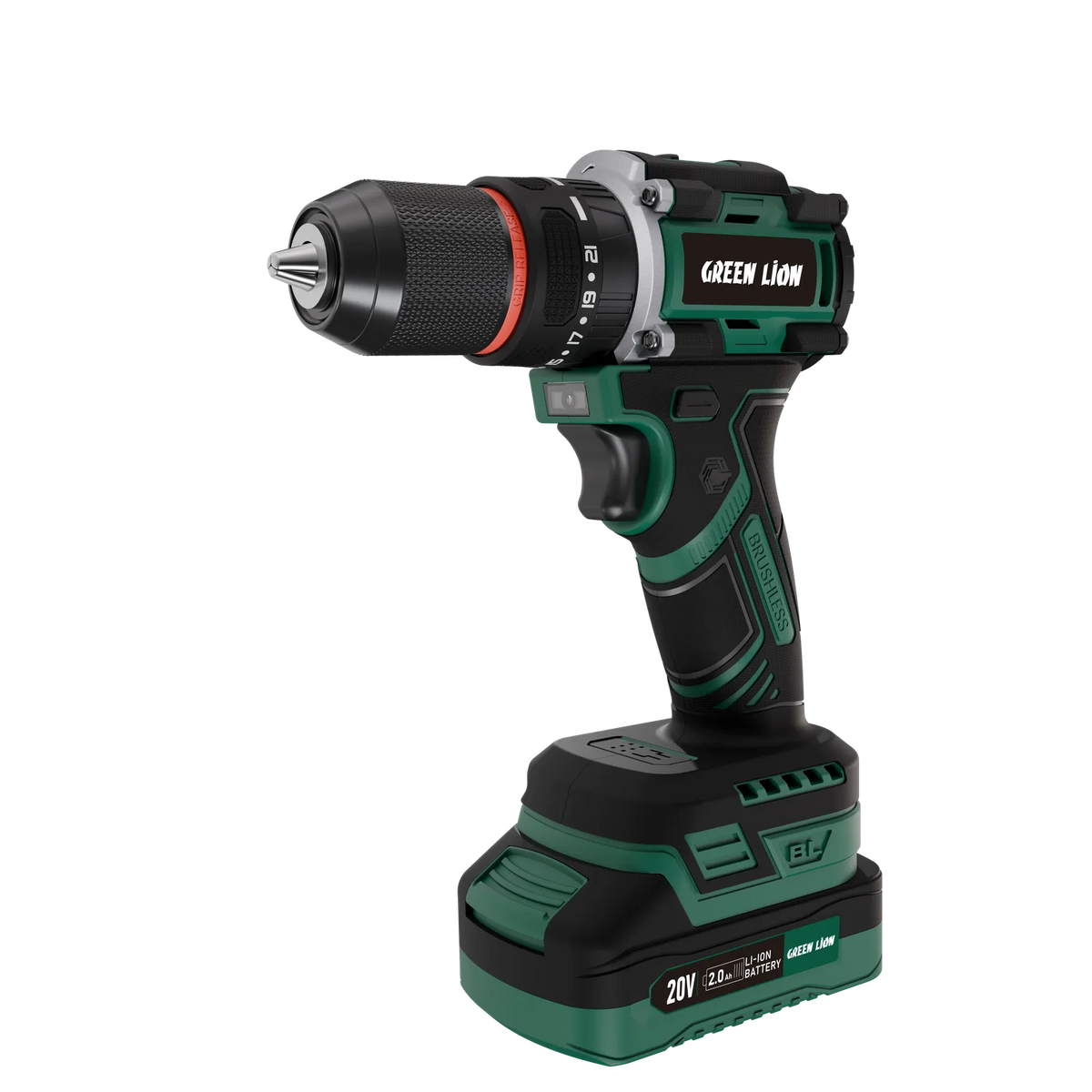 دريل مطرقة لاسلكي جرين لايون GD-14 Power Pro ببطارية 20V 2Ah - أخضر | Green Lion GD-14 Power Pro Cordless Hammer Drill 20V 2.0Ah Battery – Green