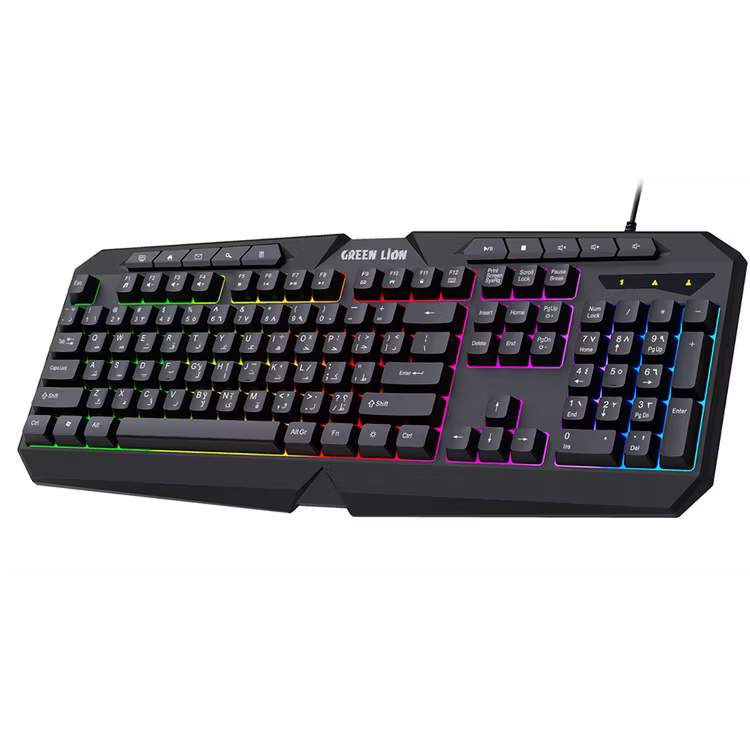 طقم لوحة مفاتيح وماوس جرين لايون GK-400 للألعاب - اسود | Green Lion GK-400 RGB Gaming Keyboard + Mouse - Black
