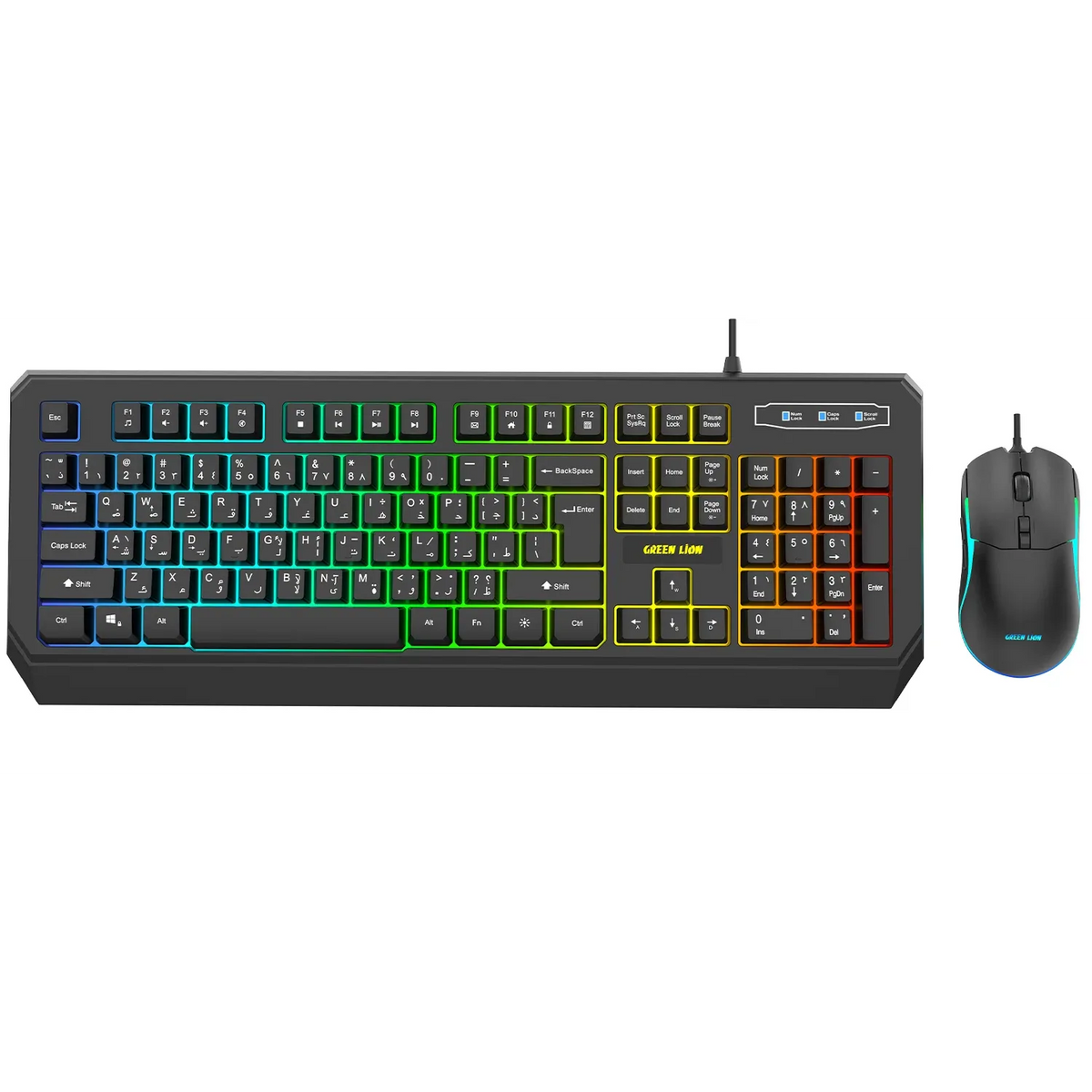 طقم لوحة مفاتيح وماوس ألعاب سلكي جرين لايون GKM-65 - أسود | Green Lion GKM-65 Wired Gaming Combo Mouse & Keyboard – Black