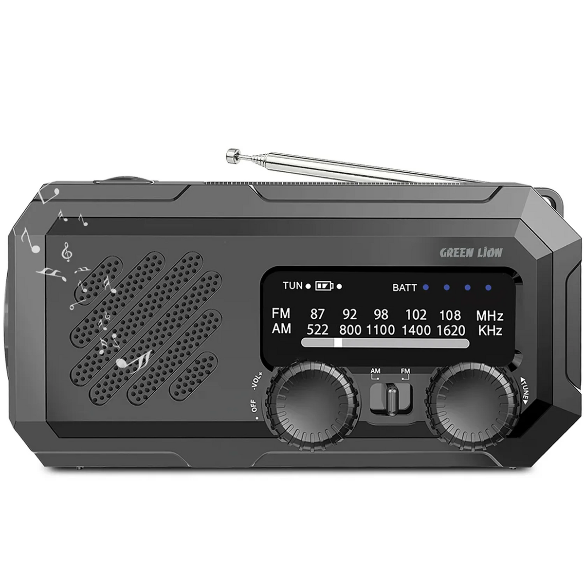 راديو وكشاف وباور بانك جرين لايون G-Radio Lite ببطارية 2000mAh - أسود | Green Lion G-RADIO LITE 2000mAh Power Bank , Radio , Flashlight – Black
