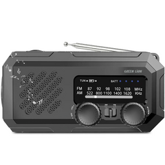 راديو وكشاف وباور بانك جرين لايون G-Radio Lite ببطارية 2000mAh - أسود | Green Lion G-RADIO LITE 2000mAh Power Bank , Radio , Flashlight – Black