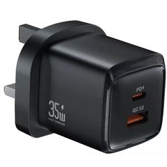 شاحن جداري جرين لايون PD وQC بقدرة 35 واط مع كيبل Type-C إلى Type-C بطول متر - أسود | Green Lion Wall Charger PD+QC signal channel 35W TC-TC cable 1m – Black