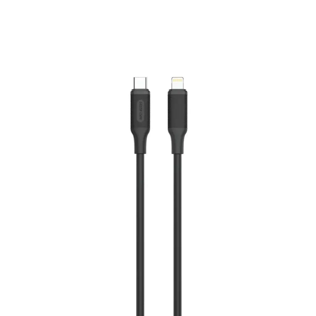Green Lion USB-C to Lightning PVC Cable 3M – Black | كابل Green Lion USB-C إلى Lightning من PVC بطول 3 متر – أسود