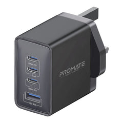 Promate GaNPort4-67PD Black 67W GaNFast wall charger with four ports - main view