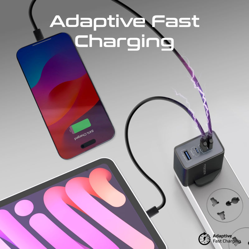 Promate GaNPort4-67PD Black compact GaN charger size comparison in hand