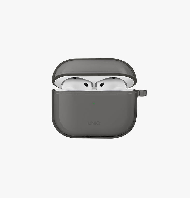UNIQ Glase clear AirPods 4 case Smoke Gray