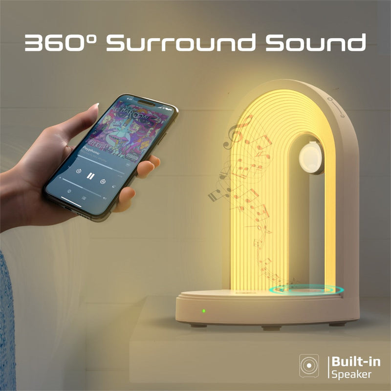 Promate Globe-Qi LED Lamp Bluetooth Speaker 15W Wireless Charger White-Lamp