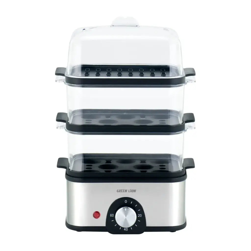 طباخة البيض جرين لايون 3 طبقات بقدرة 500 واط - رمادي | Green Lion 3-Tier Egg Cooker & Vegetable Steamer 500W – Gray