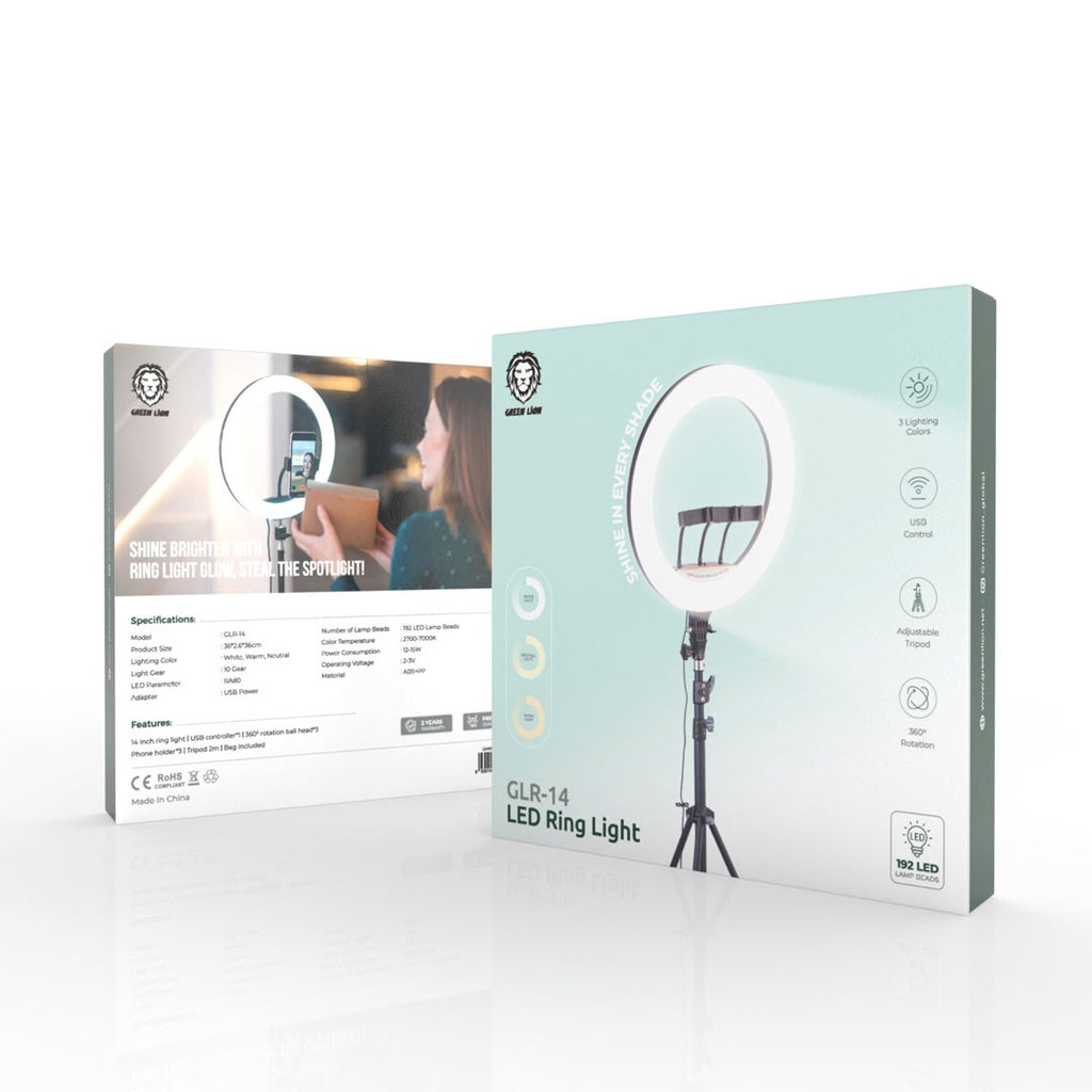 حلقة اضائة LED من جرين لايون - اسود | Green Lion GLR-14 LED Ring Light - Black