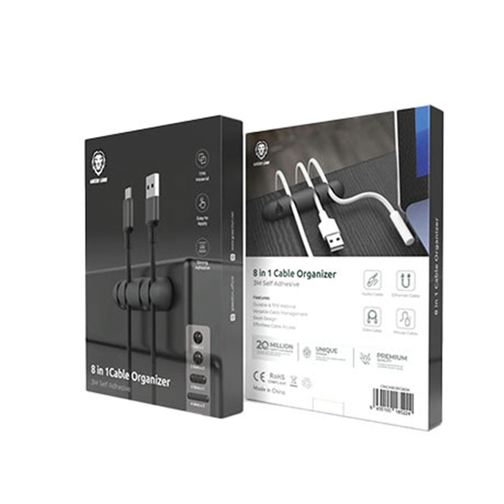 Green Lion 8 in 1 Cable Organizer – Black | منظم كابلات 8 في 1 من Green Lion – أسود
