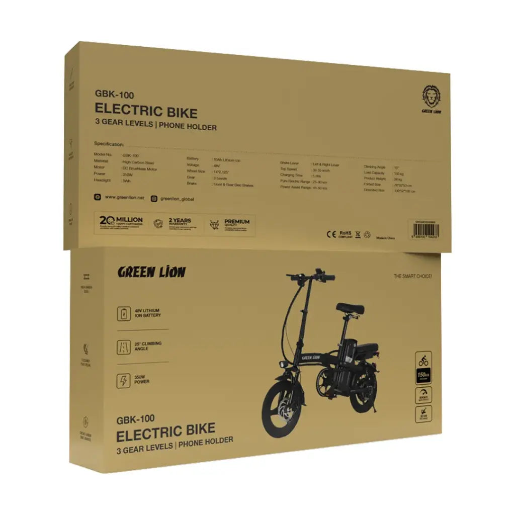 Bisîkleta Elektrîkî ya Green Lion GBK-100 - Reş