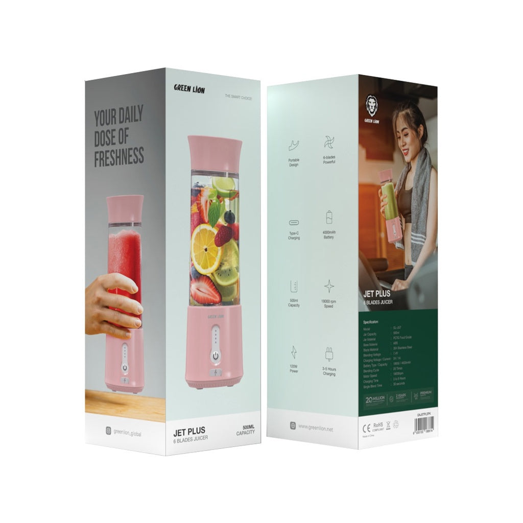 عصارة جرين لايون جيت بلس ب 6 شفرات - وردي | Green Lion Jet Plus Six Blades Juicer - Pink