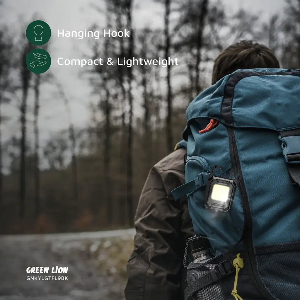 كشاف جرين لايون ميدالية قابل للطي باضائة قوية - اسود | Green Lion Keychain Light with Foldable Design - Black