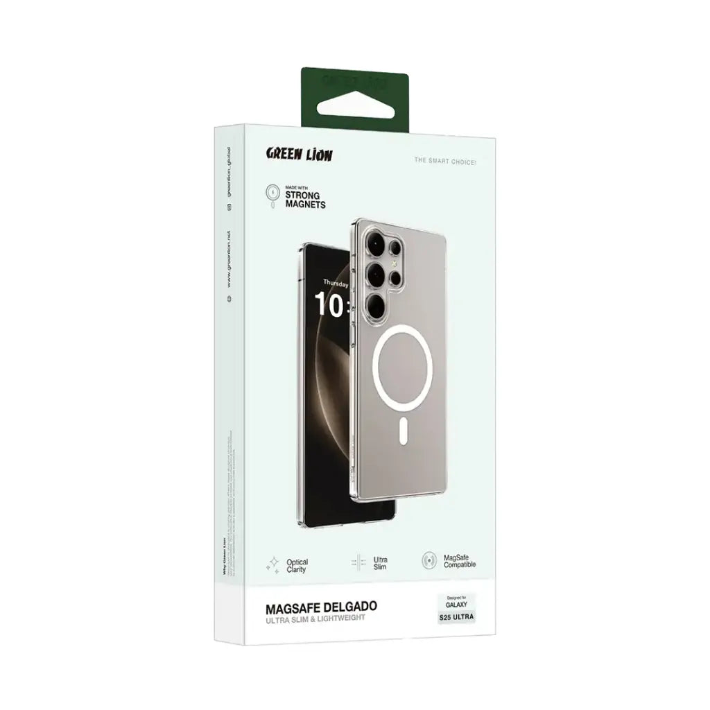 Green Lion MagSafe Delgado Case for Samsung S25 Ultra – Clear | كفر Green Lion MagSafe Delgado لـ Samsung S25 Ultra – شفاف