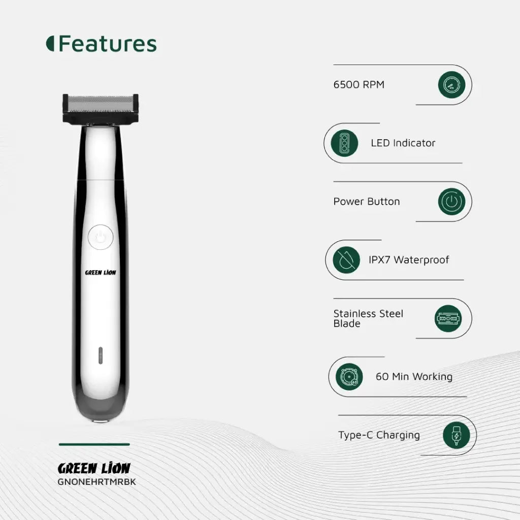 Green Lion One Blade Pro Hair Trimmer - Black | ماكينة تشذيب الشعر جرين ليون ون بليد برو