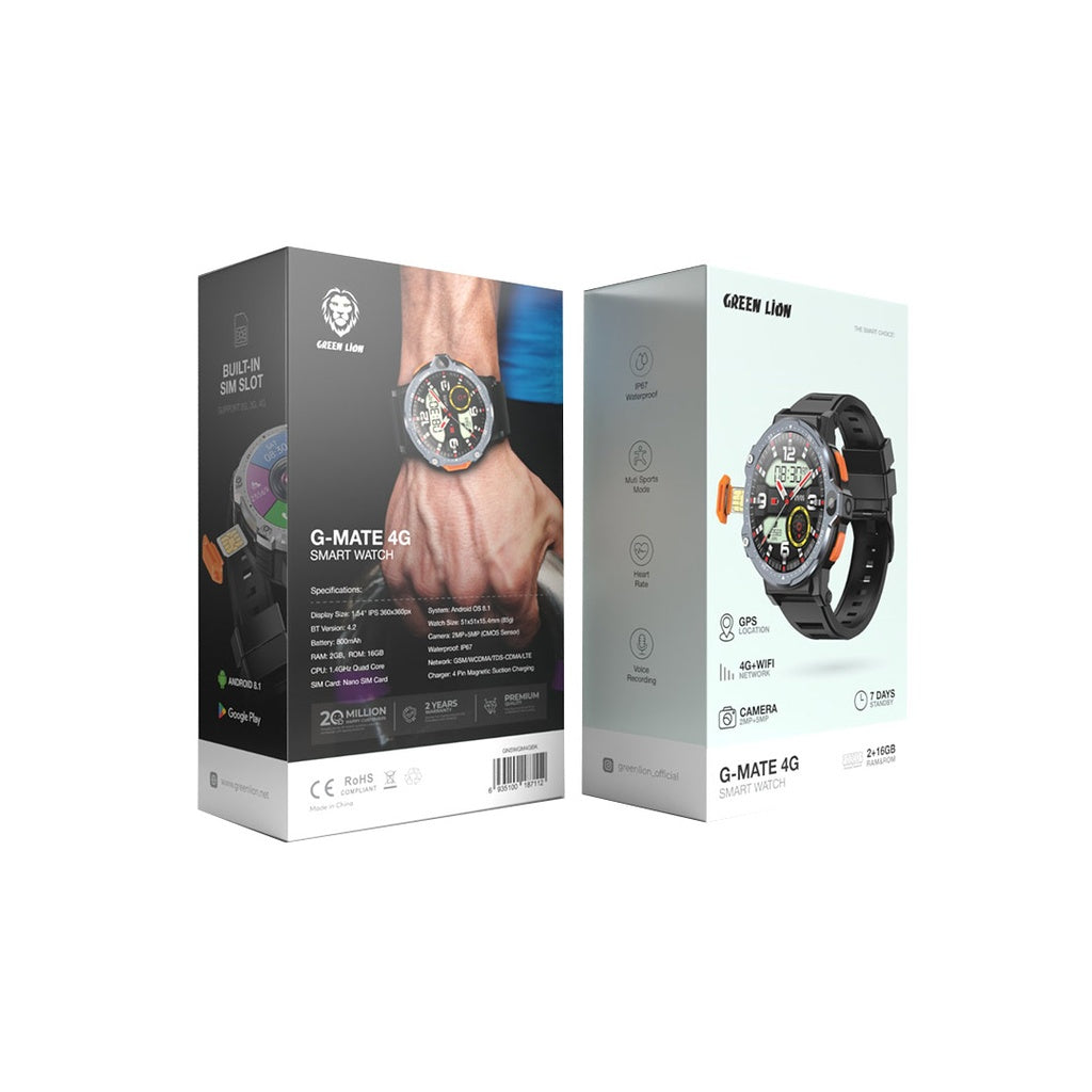 ساعة جرين لايون جي مايت 4G الذكية - اسود | Green Lion G - Mate 4G Smart Watch - Black