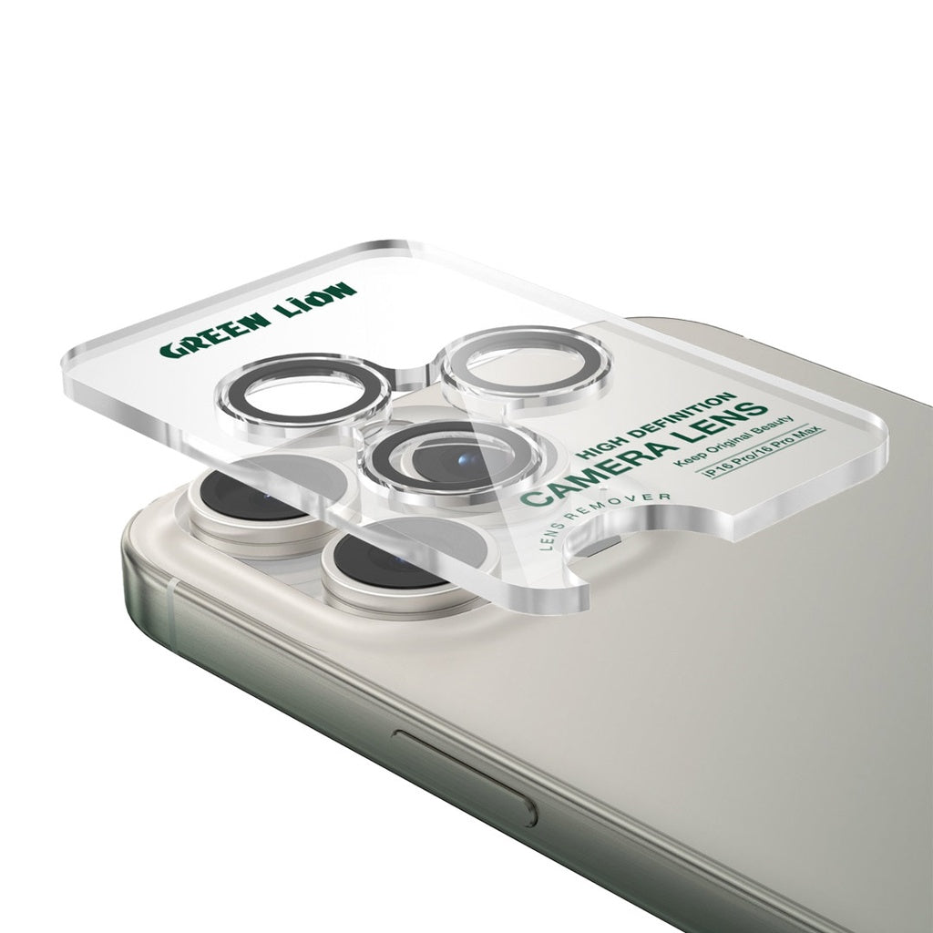 Green Lion Trio Camera Lens Protector for iPhone 16 Pro / Pro Max – Clear | واقي عدسة كاميرا ثلاثي Green Lion لـ iPhone 16 Pro / Pro Max – شفاف