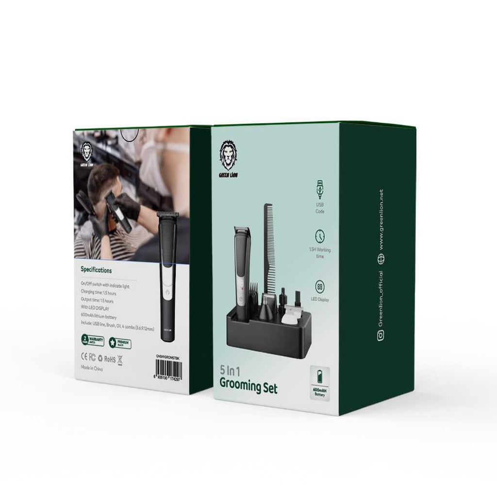 Green Lion 5 in 1 Grooming Set 600mAh Black GN5N1GROMSTBK - Detail 1