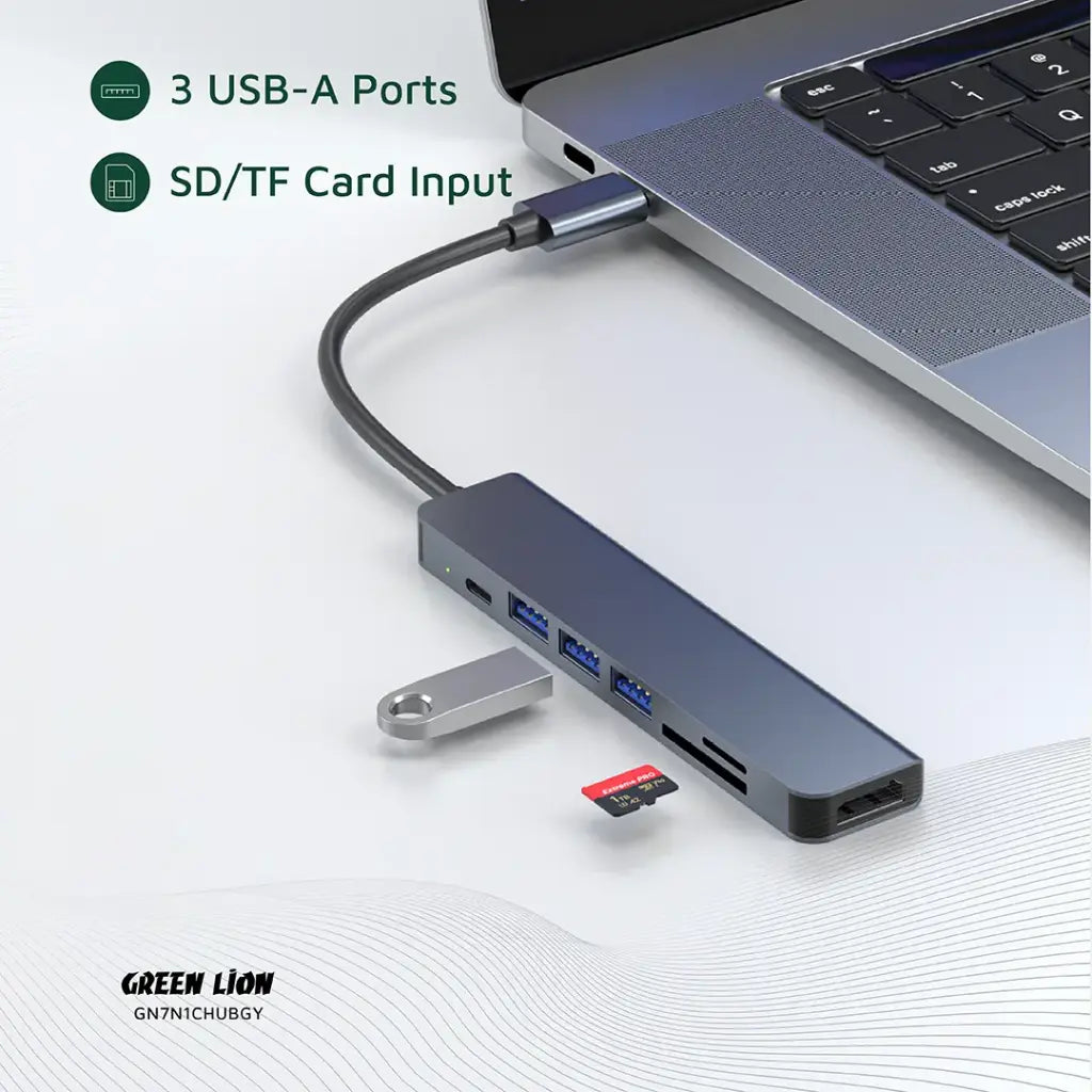 Green Lion 7-in-1 USB-C Hub Gray GN7N1CHUBGY - Detail 3