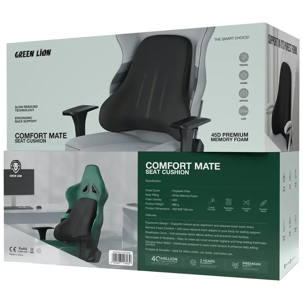Green Lion Comfort Mate Seat Cushion Black GNCMSTCUSHNBK - Detail 2