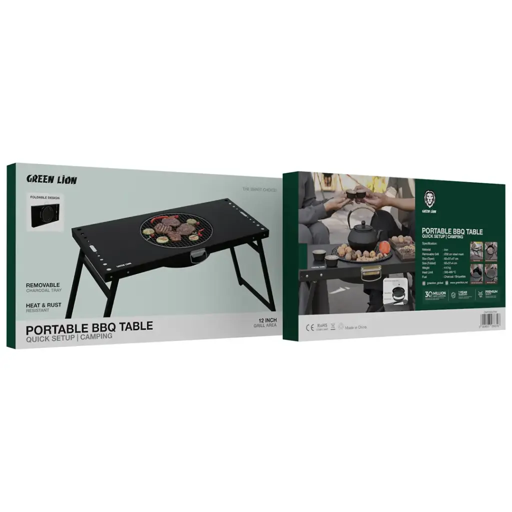 Green Lion Portable BBQ Camping Table Black GNPOBBQTBK - Detail