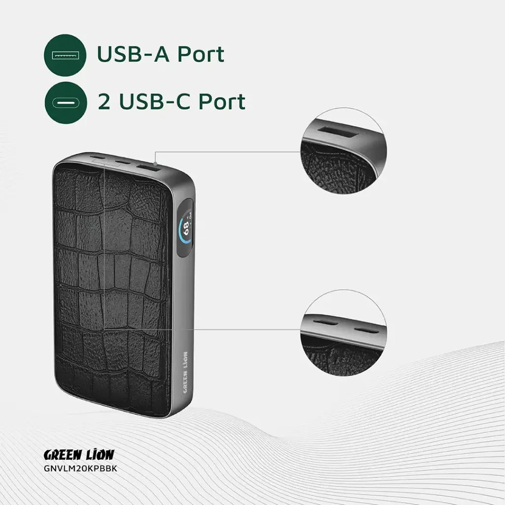 Green Lion Valmont 20000mAh Power Bank PD 100W Black GNVLM20KPBBK - Detail 3