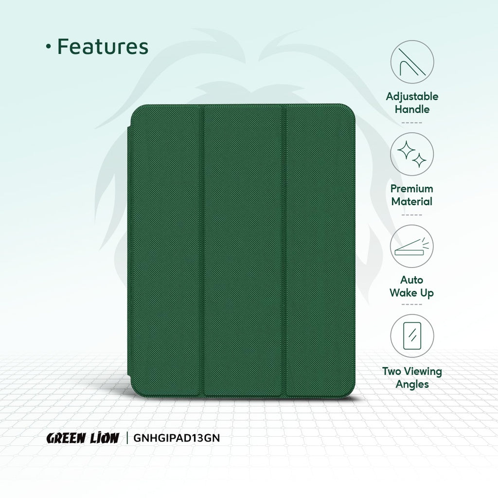 حقيبة هوغو جرين لايون مع حامل قلم لآيباد برو/آير 13 بوصة - أخضر | Green Lion Hogo Premium Case with Pencil Holder iPad Pro/Air 13 - Green