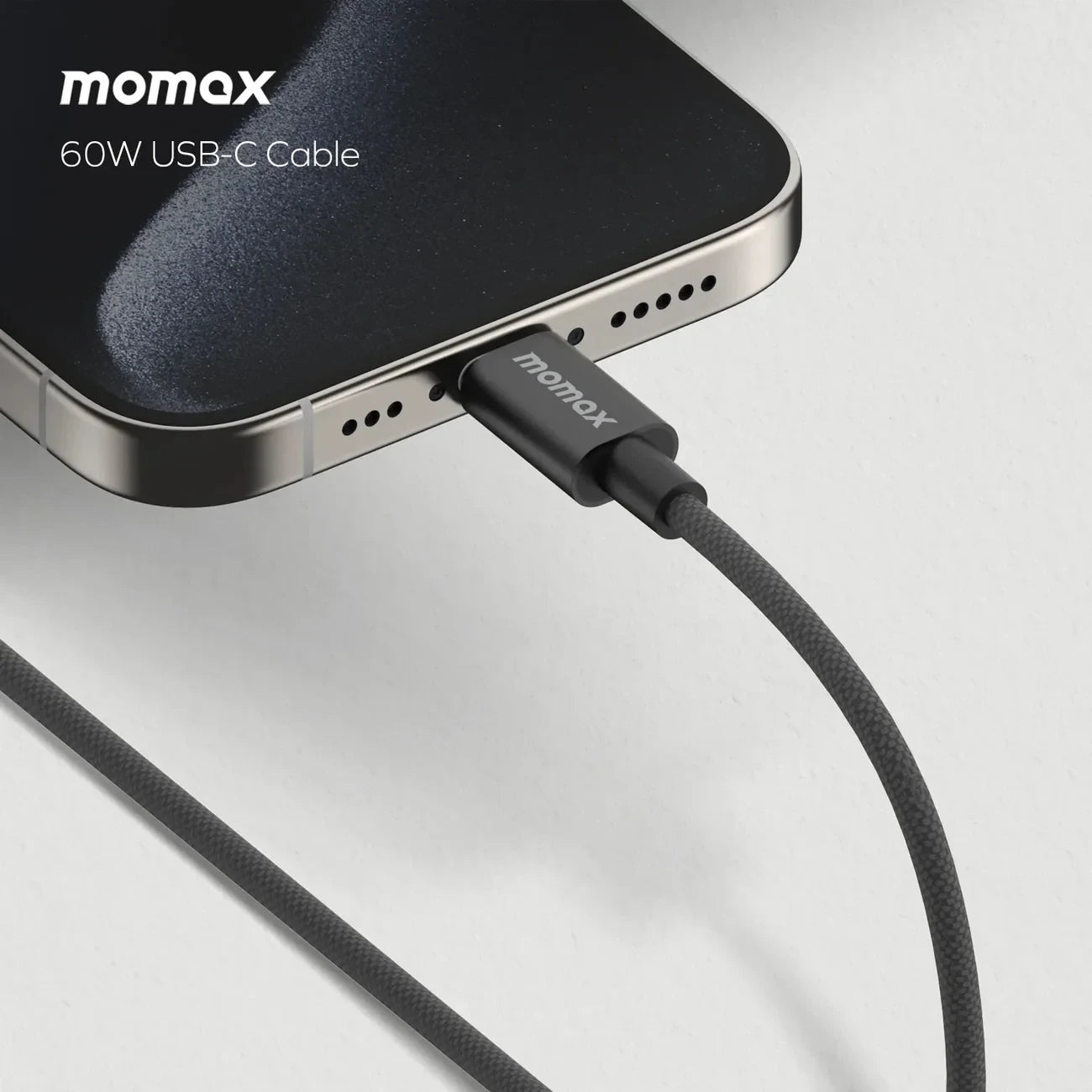 Kabloya Momax Elite 60W USB-C bo USB-C ya bi pêçayî, 1.5 m - Kabloya Momax Elite USB-C bo USB-C, şarjkirina bilez 60W, 1.5 m