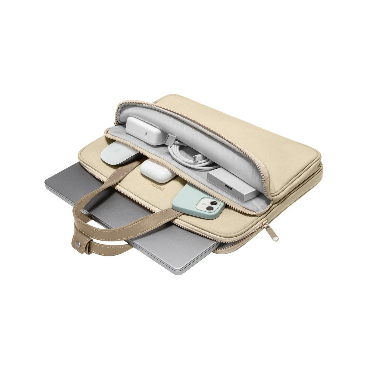 tomtoc Versatile-A12 laptop shoulder bag khaki detail