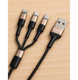 كابل هافيت H691 ثلاثي 3 في 1 بطول 1.2 متر - أسود وذهبي | Havit H691 3-in-1 Cable 1.2M - Black & Gold