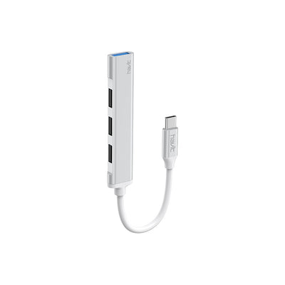 محول هافيت HB41 من تايب سي الى 4 منافذ يو اس بي اي - فضي | HAVIT HB41 Type-C to 4xUSB Hub – Silver